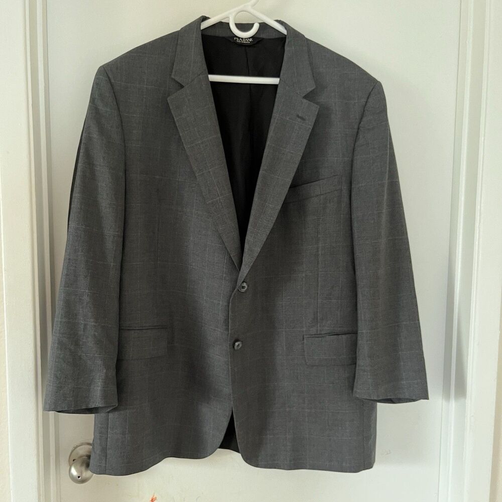 Jos. A. Bank Grey Glen Plaid Wool Blazer Sport Coat Mens 48R